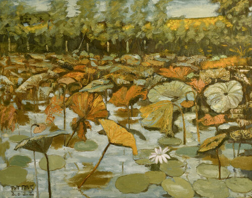 Autumn pond by Bui Trong Du, Painting for Sale on Singulart