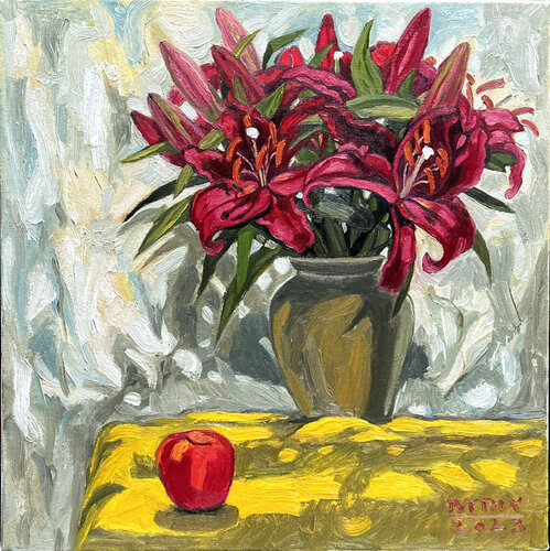 Red lilies di Bui Trong Du, Pittura in vendita su Singulart