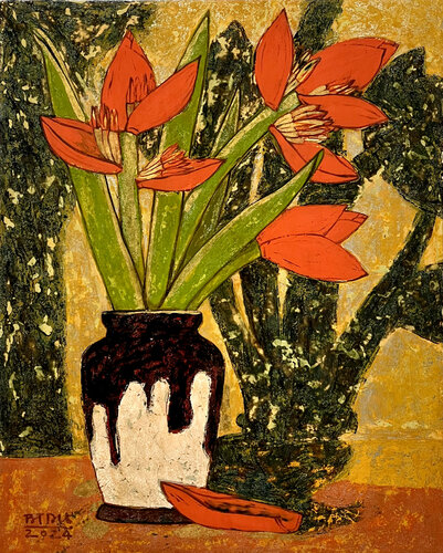 Still life of wild banana flowers by Bui Trong Du, Painting for Sale on Singulart