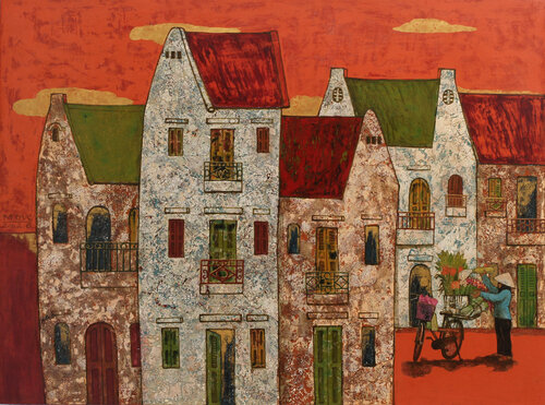 The Sunset On The Street by Bui Trong Du, Painting for Sale on Singulart