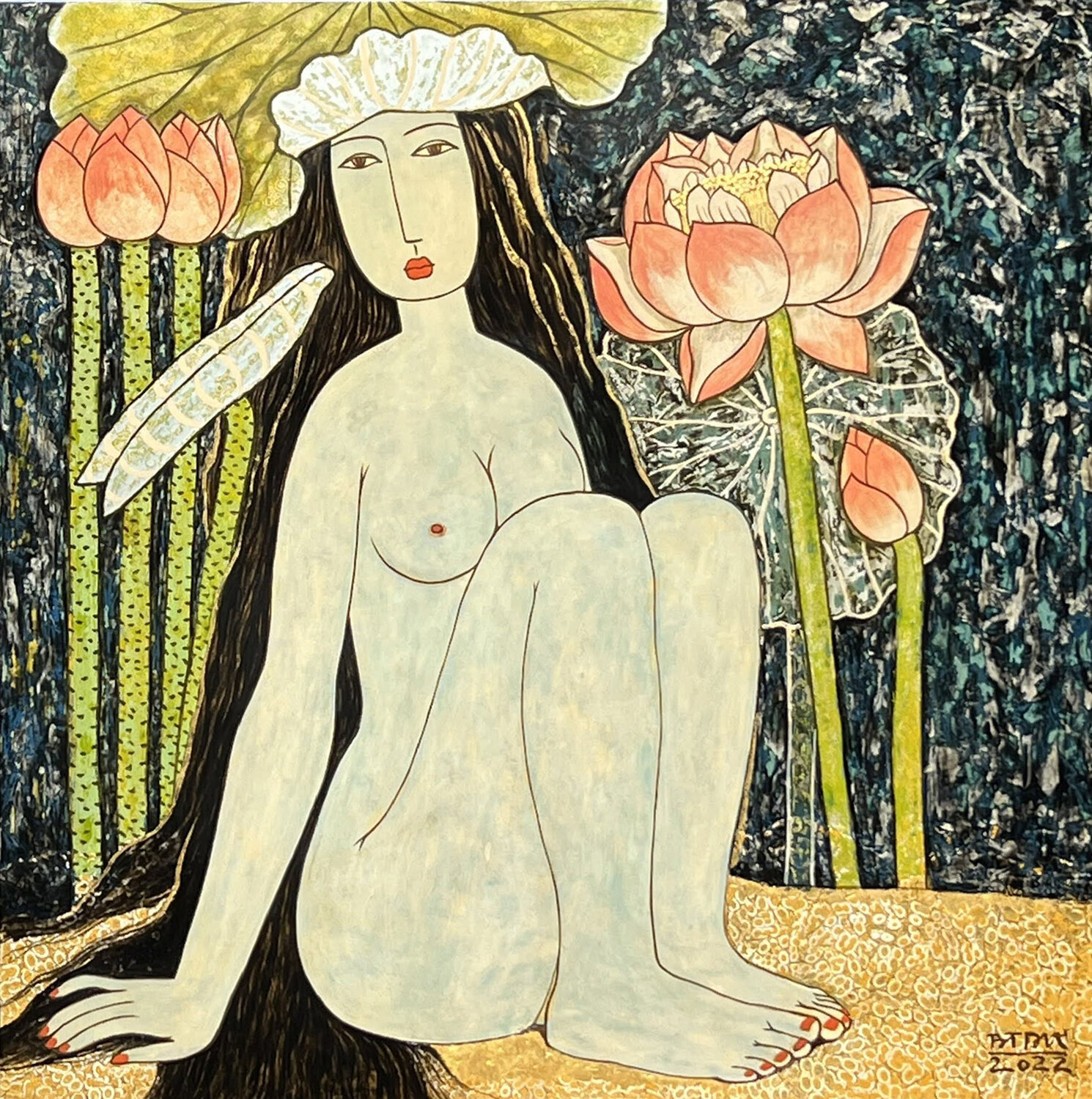 Blue nude Bui Trong Du Peinture originale à vendre