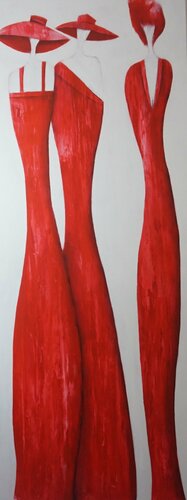 Ladies in Red par Friedrich Wurm, Peinture en vente sur Singulart