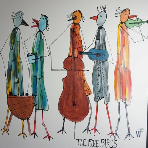 The Five Birds di Friedrich Wurm, Pittura in vendita su Singulart