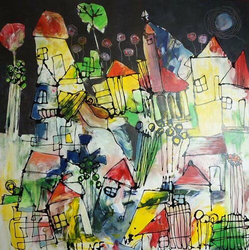 Village di Friedrich Wurm, Pittura in vendita su Singulart