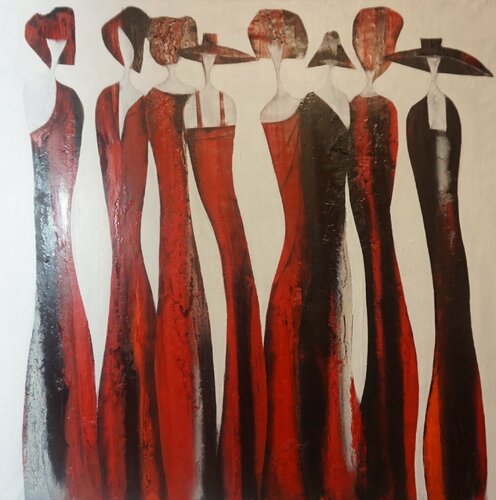 Ladies in Red di Friedrich Wurm, Pittura in vendita su Singulart