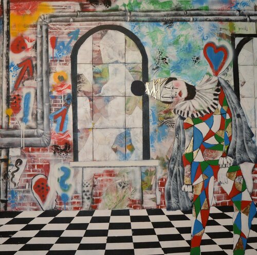 Das Haus de Clowns par Friedrich Wurm, Peinture en vente sur Singulart