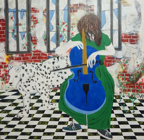 Cellokonzert für den Leoparden van Friedrich Wurm, Schilderij te koop op Singulart