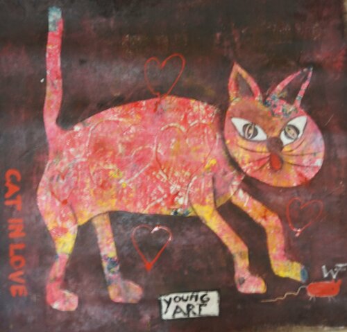 Cat in Love di Friedrich Wurm, Pittura in vendita su Singulart