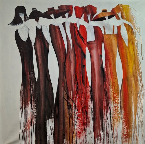 Ladies in Red von Friedrich Wurm, Malerei kaufen auf Singulart