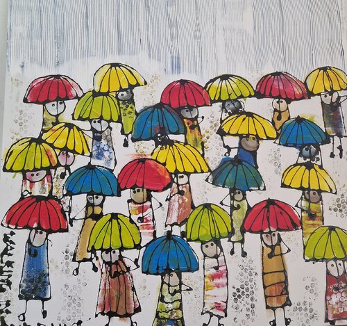 Walking in the Rain di Friedrich Wurm, Pittura in vendita su Singulart
