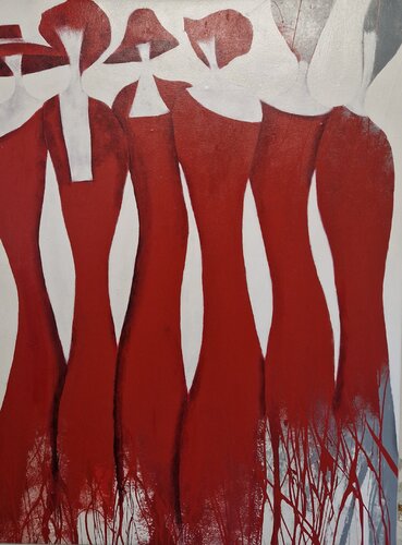 Ladies in Red von Friedrich Wurm, Malerei kaufen auf Singulart