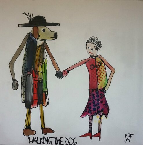 Walking the dog par Friedrich Wurm, Peinture en vente sur Singulart