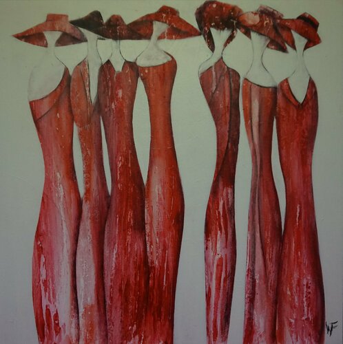 Ladies in Red di Friedrich Wurm, Pittura in vendita su Singulart