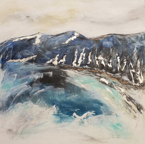 Winter Lakeside by Laurie Franklin, Painting for Sale on Singulart