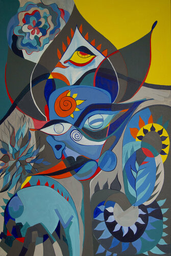 Blue India de Olja Mesec, Pintura a la venta en Singulart