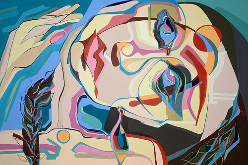 Eve Stretches her Neck van Olja Mesec, Schilderij te koop op Singulart