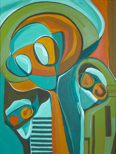 Coming in Peace or Little Greens di Olja Mesec, Pittura in vendita su Singulart