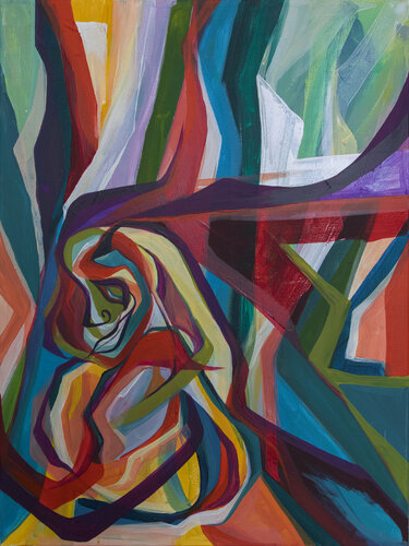 Walking through the Woods van Olja Mesec, Schilderij te koop op Singulart
