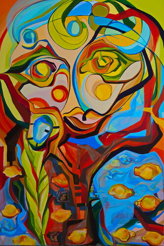 Woman and the Lemons de Olja Mesec, Pintura a la venta en Singulart
