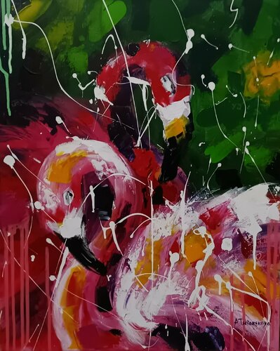 Pink Flamingo van Aliaksandra Tsesarskaya, Schilderij te koop op Singulart