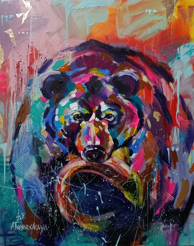 Hunting Bear van Aliaksandra Tsesarskaya, Schilderij te koop op Singulart