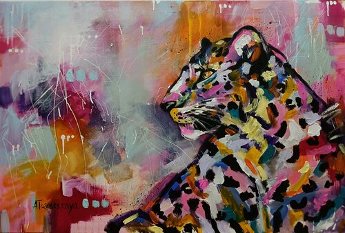 Leopard van Aliaksandra Tsesarskaya, Schilderij te koop op Singulart
