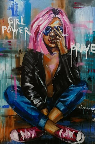Power girl van Aliaksandra Tsesarskaya, Schilderij te koop op Singulart