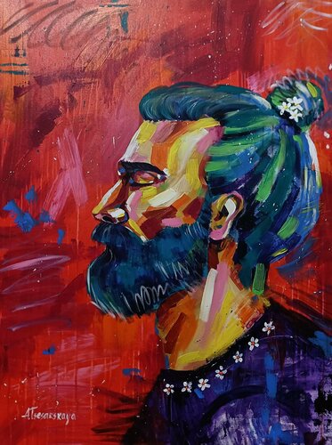 Men in red van Aliaksandra Tsesarskaya, Schilderij te koop op Singulart