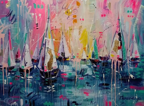 Boats di Aliaksandra Tsesarskaya, Pittura in vendita su Singulart