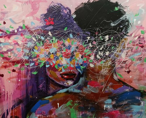 Blind love - original acrylic painting on canvas di Aliaksandra Tsesarskaya, Pittura in vendita su Singulart