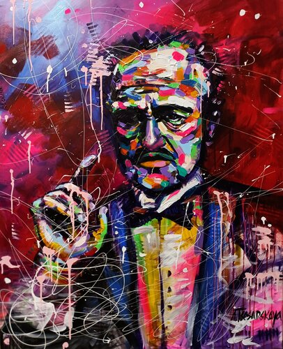 The godfather - colorful portrait par Aliaksandra Tsesarskaya, Peinture en vente sur Singulart