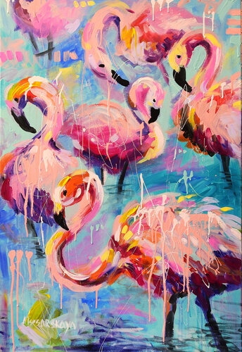 Pink Flamingo par Aliaksandra Tsesarskaya, Peinture en vente sur Singulart