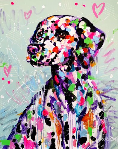 Dalmatian - colorful portrait dog von Aliaksandra Tsesarskaya, Malerei kaufen auf Singulart