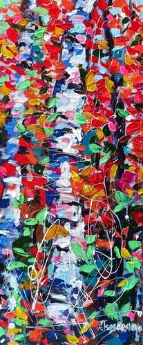 autumn forest - colorful forest par Aliaksandra Tsesarskaya, Peinture en vente sur Singulart