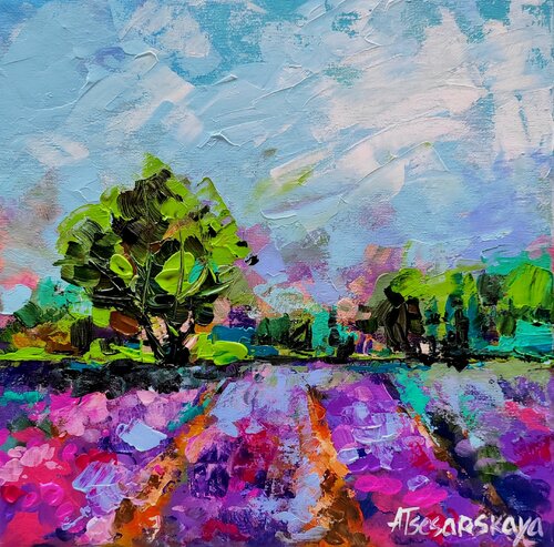 Lavander field - Provence landscape von Aliaksandra Tsesarskaya, Malerei kaufen auf Singulart