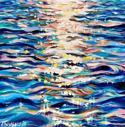 Shine - small sea painting van Aliaksandra Tsesarskaya, Schilderij te koop op Singulart