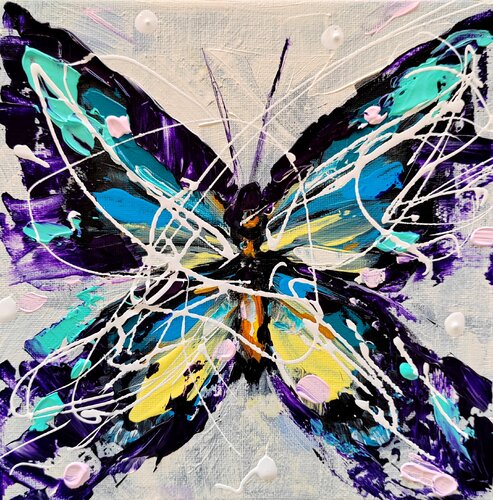 Butterfly life- colorful  butterfly par Aliaksandra Tsesarskaya, Peinture en vente sur Singulart