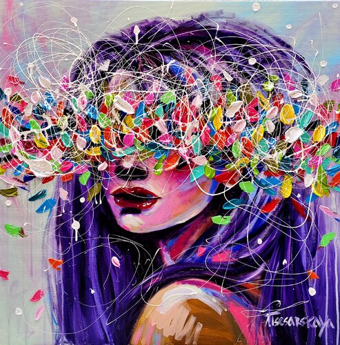 Amazing - colorful portrait woman by Aliaksandra Tsesarskaya, 회화 for Sale on Singulart