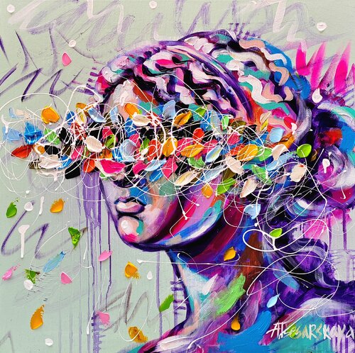 Venus of Milo - colorful portrait of venus van Aliaksandra Tsesarskaya, Schilderij te koop op Singulart