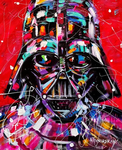 Darth Vader - colorful portrait Darth Vader par Aliaksandra Tsesarskaya, Peinture en vente sur Singulart