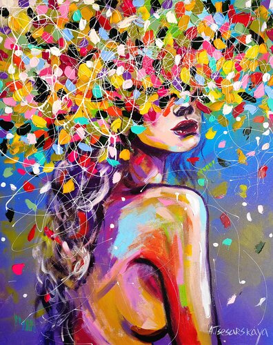 Autumn colors - woman portrait par Aliaksandra Tsesarskaya, Peinture en vente sur Singulart