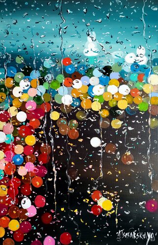 Rain in New York city par Aliaksandra Tsesarskaya, Peinture en vente sur Singulart