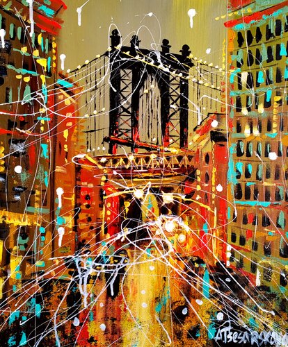 Manhattan bridge - New York city di Aliaksandra Tsesarskaya, Pittura in vendita su Singulart