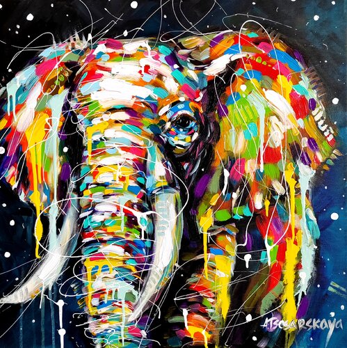 Colorful elephant - wild animal Aliaksandra Tsesarskaya