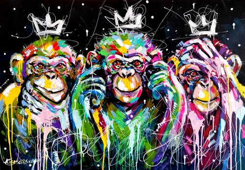 Three colorful monkeys Aliaksandra Tsesarskaya