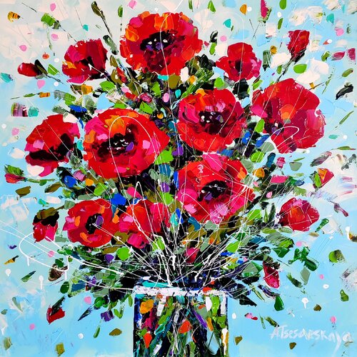 Poppies - textured poppies in vase Aliaksandra Tsesarskaya
