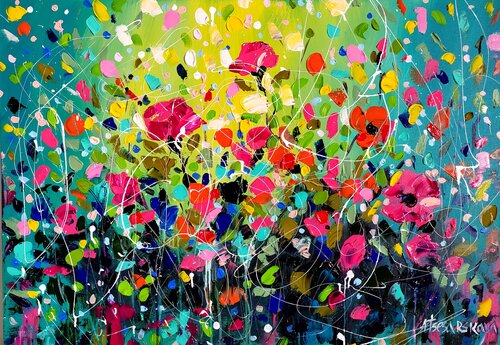 Colorful flowers field Aliaksandra Tsesarskaya