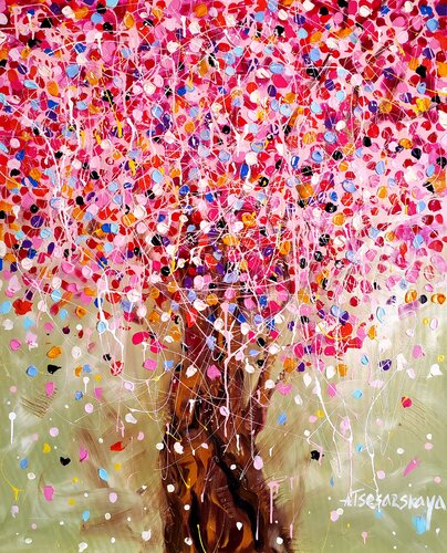 Blossom tree - Cherry blossom tree par Aliaksandra Tsesarskaya, Peinture en vente sur Singulart