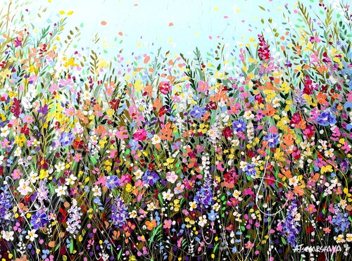 Colorful summer flowers field von Aliaksandra Tsesarskaya, Malerei kaufen auf Singulart