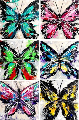 Butterfly life - colorful butterfly par Aliaksandra Tsesarskaya, Peinture en vente sur Singulart